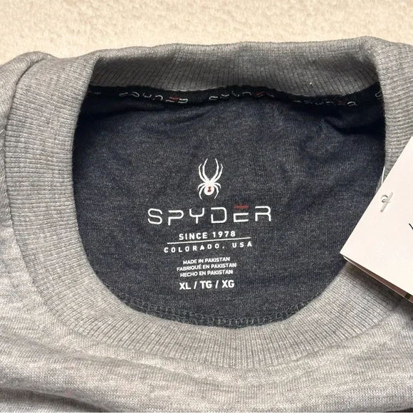 Spyder Men’s Light Grey Fleece Crew Neck Sweatshirt Size XLarge NWT - Picture 8 of 12